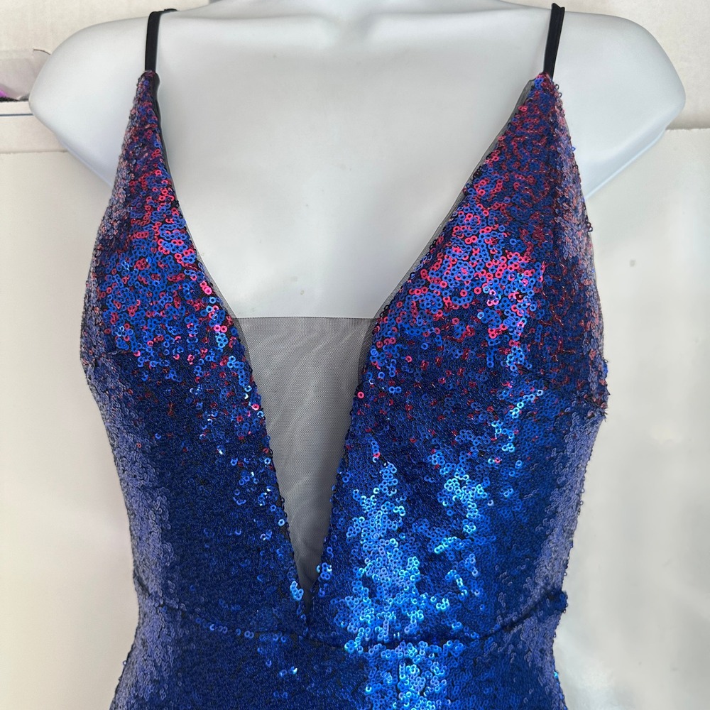 Shein Belle Sequin Gown Blue/Pink Formal Prom‎ XS Party Fairy Whimsical - Picture 5 of 11
